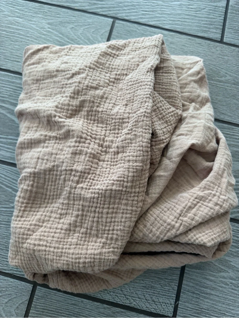 Mushie Soft 100% Cotton Muslin Gauze Crib Sheet in Light Beige